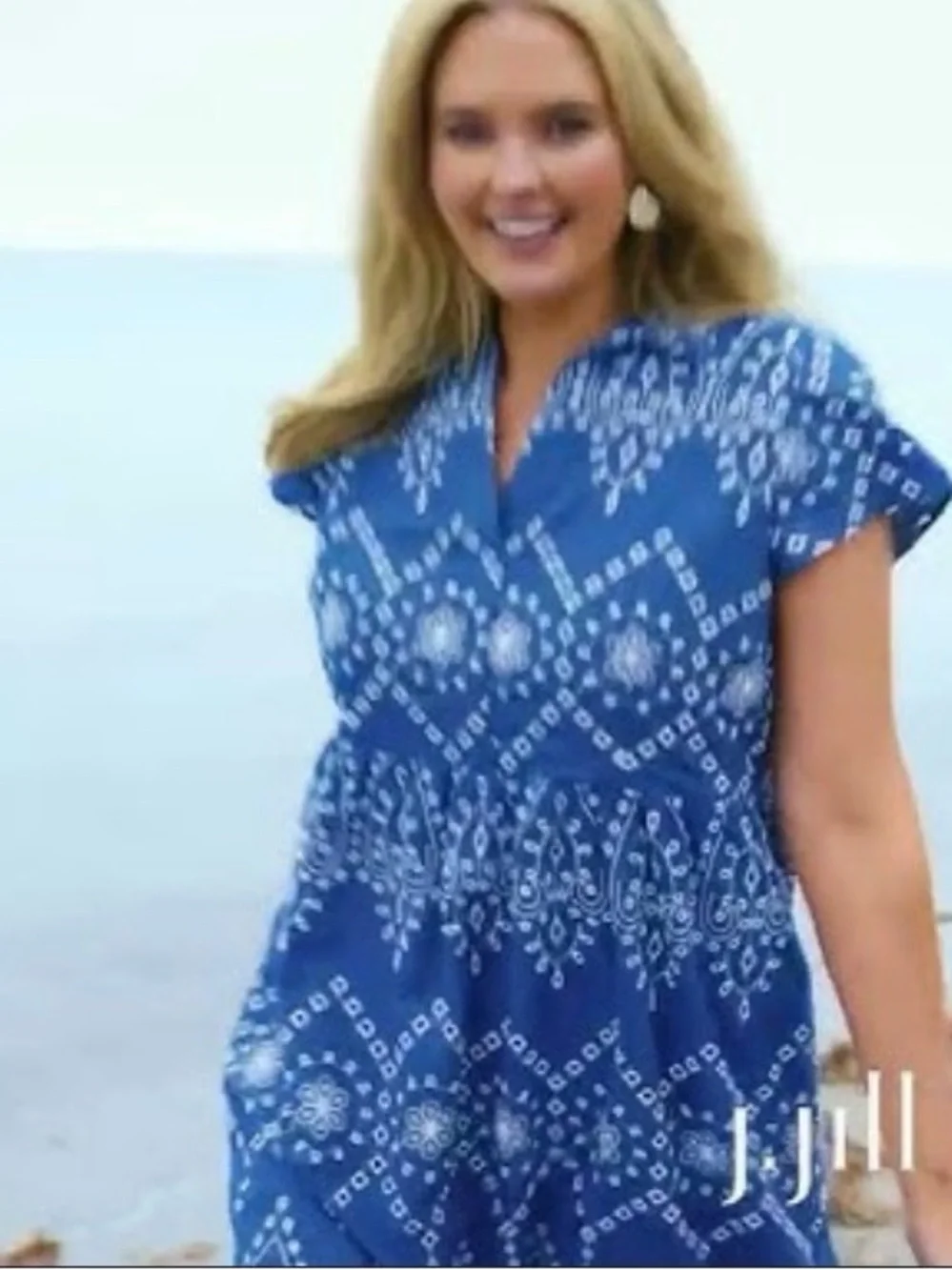NWT J Jill Blue Embroidered Cotton Midi Dress Size S - Picture 3 of 6